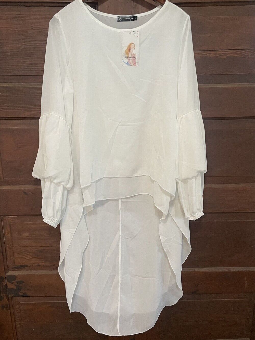 Pretty garden women’s lantern long sleeve round neck high low tunic Lagenlook ne